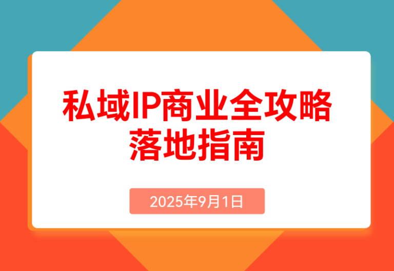 私域IP商业全攻略，从定位到变现，年入干万落地指南